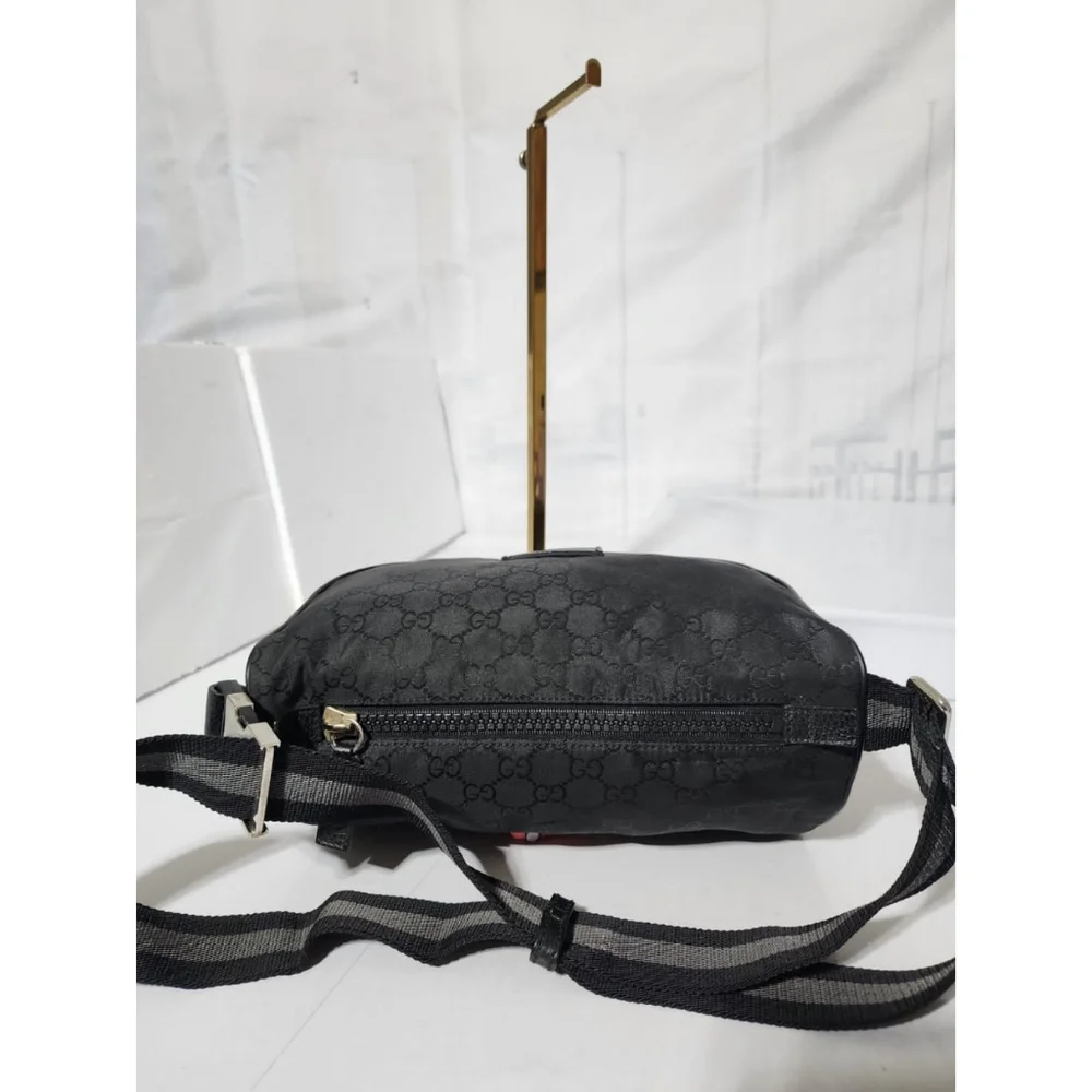 GUCCI Nylon Monogram Fanny Pack Belt Bag Black